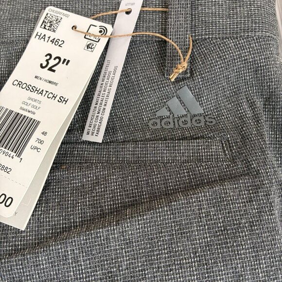 Adidas Crosshatch Golf Shorts NEW Mens 32 Black White Pockets Activewear Preppy - Picture 9 of 10